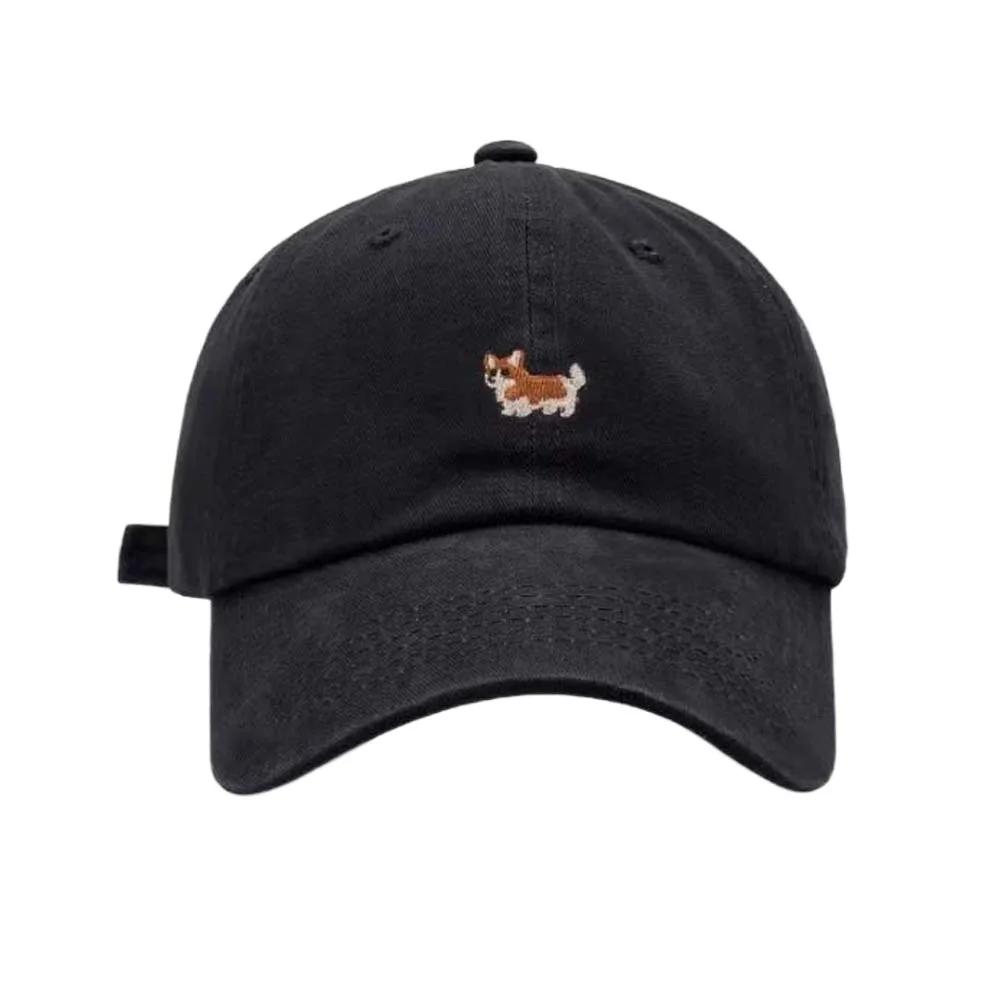Trendy Dog Women Baseball Hat Breathable Cotton Men Sunshade Hat Embroidered Pattern Thin Embroidered Peaked Cap Spring