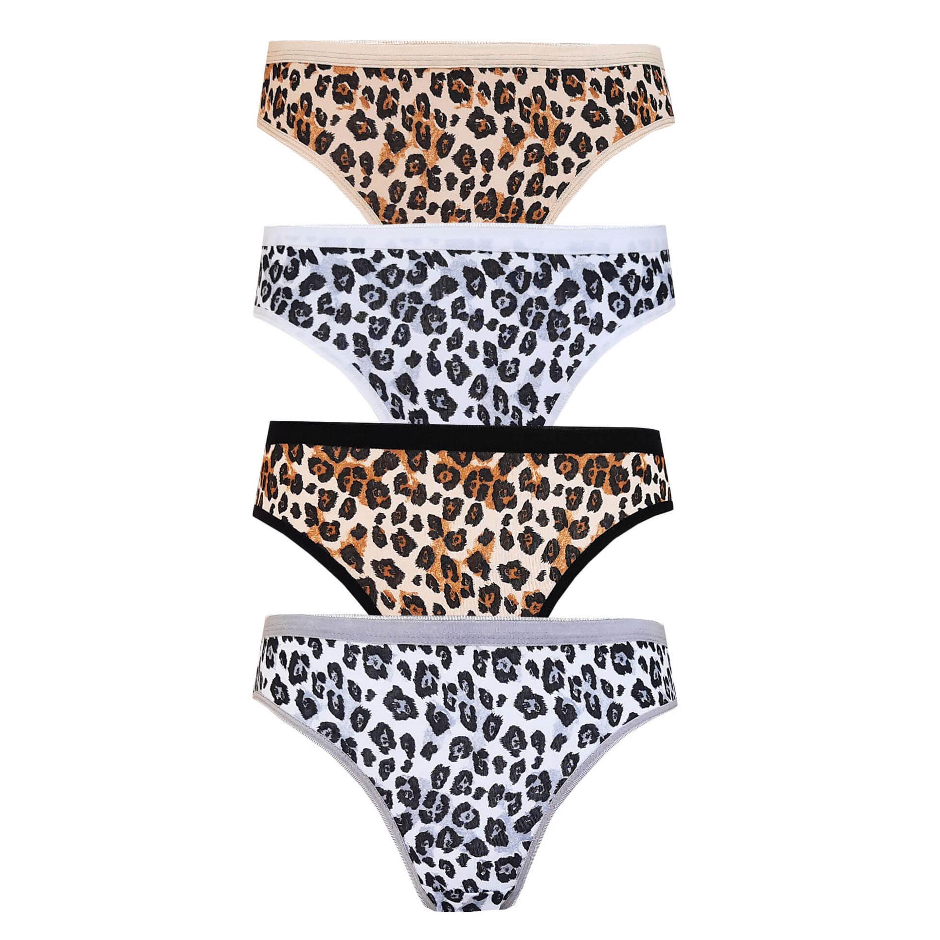 

4li Kadın Leopar Bikini Arkası Düz Pamuklu Külot İç Çamaşır M-L різнокольоровий