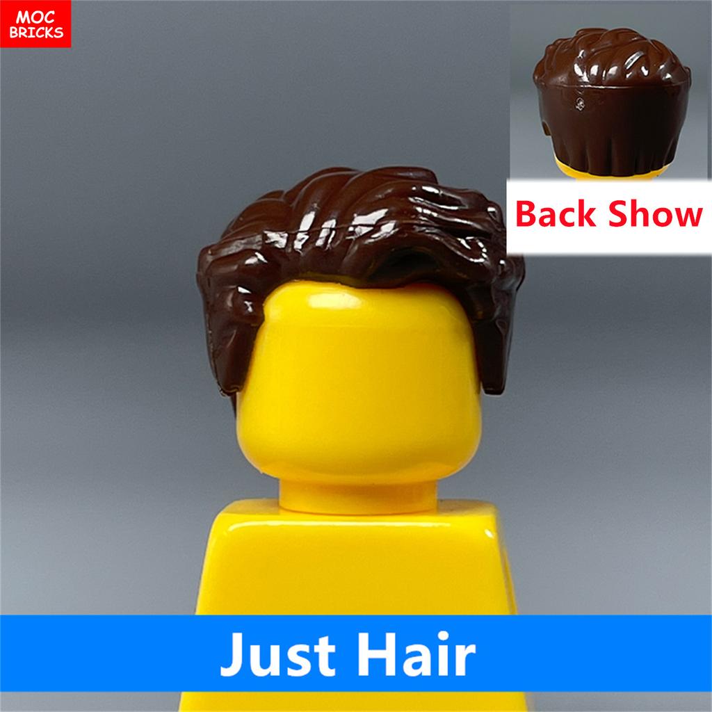 MOC Bricks 4cm Figure Body Wear Male Boy Fire Brown Hairs Assembled Building Blocks Educatinal Plastic Toys