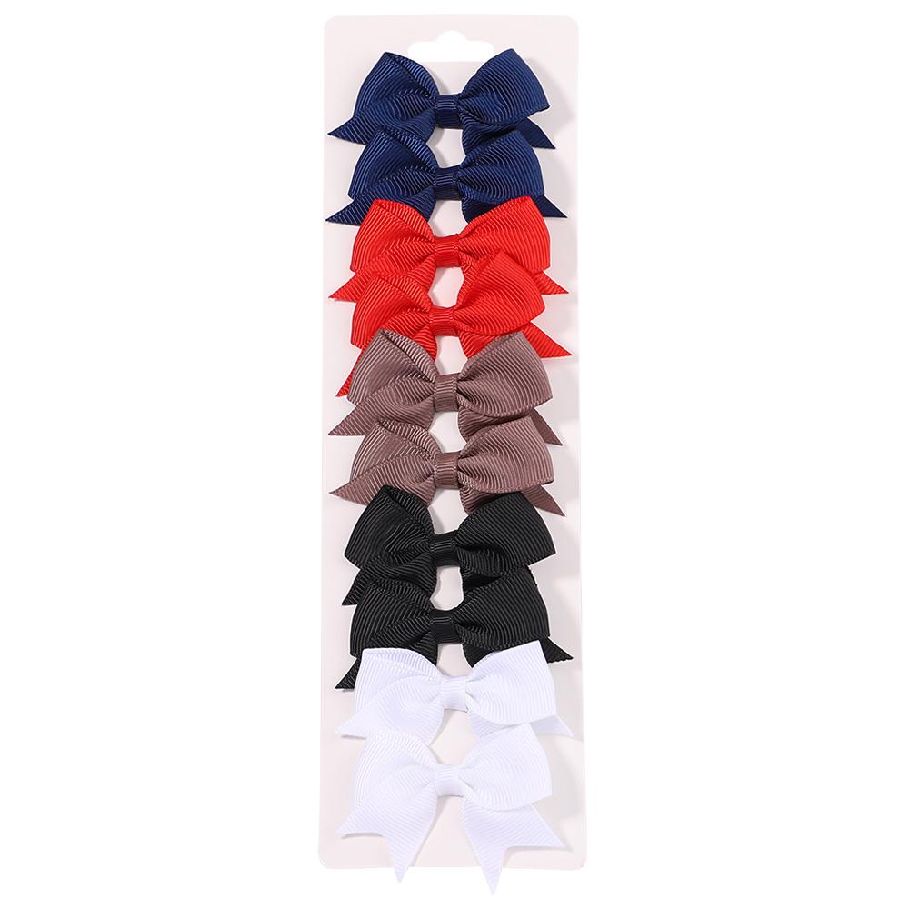 10PCS/Set 2.4Inches Solid Hair Bows With Hair Clips For Girls Headwear New Handmade Bowknot Barrettes Cute Kids Hair Accessories