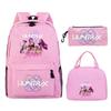 Primary and secondary school students schoolbag three-piece set, animation cartoon personalized printing backpack, casual pencil bag, meal bag