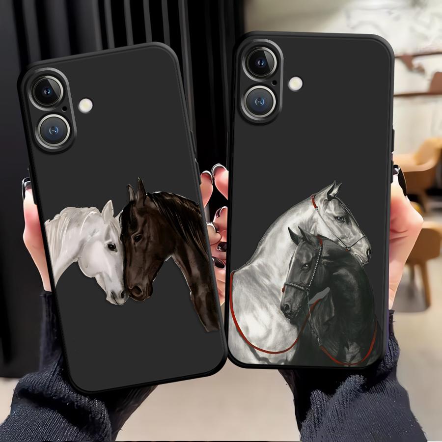 White Black Horse Funda Phone Cover Case for Apple iPhone 17 Pro Max 11 XR XS MAX 14 12 Air 16 15 Pro 7 8 13
