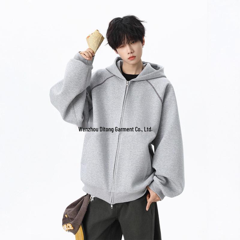 Trendy Men s Hooded Cardigan: Versatile, Loose-Fit Patchwork Hoodie, Perfect for Autumn Casual Wear. L