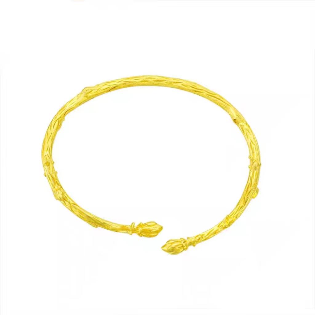 Vietnamese Gold-Plated Plum Blossom Open Bangle for Women - Elegant Copper Jewelry