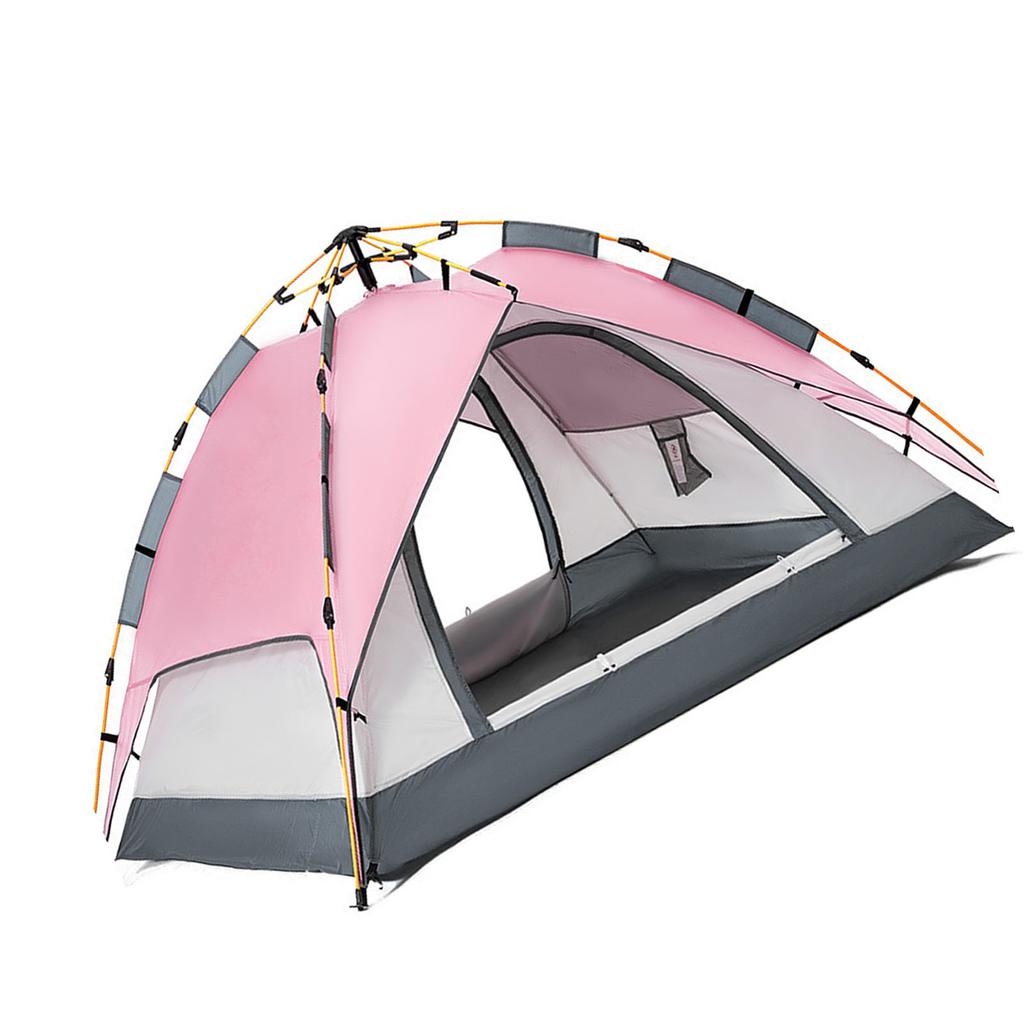 Camping Tent Oxford Cloth Automatic Pop Up Waterproof Double Layer Family Tent for Hiking Traveling Backpacking Pink