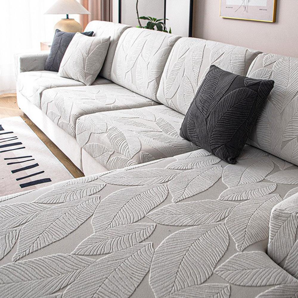 1PC Waterproof Jacquard Sofa Cover with Leaf Pattern Luxury Elastic Sofa Seat Cushion Covers Living Room Solid Sectional Covers