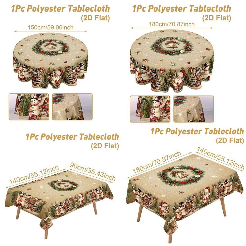 Polyester Christmas Tablecloth Santa Claus Print Xmas Tablecloth  New Year Celebration