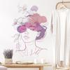 Minimalist Line Art Woman Flower Wall Sticker Self-Adhesive Removable for Bedroom Living Room Background Wall Decoration