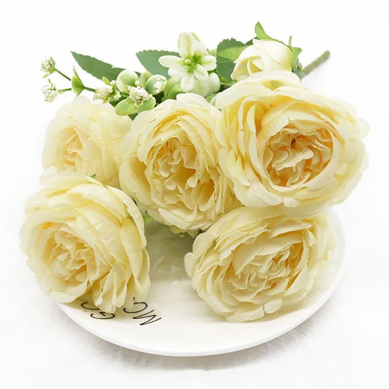 1/3pcs Artificial Flower Silk Peony Rose Bouquet for Home Decor Table Vase Wedding Bridal Bouquet Decoration Diy Gift Hot Sales