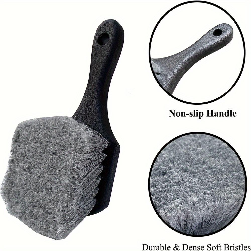 Soft Bristle Car Wheel Brush Non-Slip Plastic Handle Scratch-Free Tire Cleaning Tool