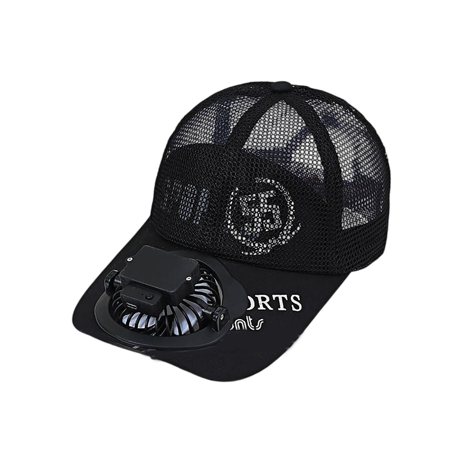 

Кепка с вентилятором для зарядки от USB, бейсболка с вентилятором, дышащая One Size чёрный