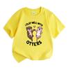 Kids Boys Girls 100% Cotton Crew Neck Short Sleeve T-Shirt Cute Cartoon Otters Couple Funny I Play Well With Otters Casual Lightweight Comfortable Gra