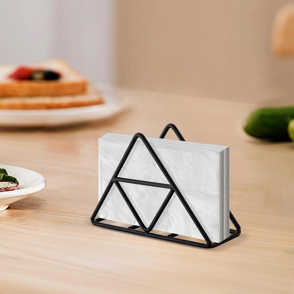 Napkin Holder Triangle Paper Towel Holder Black Metal Tissue Dispenser For Kitchen Camping Outdoor Bar Restaurant Cabinet