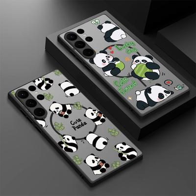 Magnetic Case For Magsafe For Samsung Galaxy S26 S24 S25 Ultra S23 S24 FE S22 Plus Cute Panda Pattern Hard Matte Phone Cover