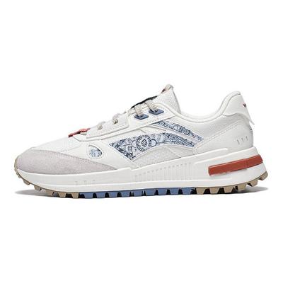 Li Ning Cheng Feng 2.0 Stoff Synthetikleder Colorblock Rutschfest Abriebfest Low-Top Sportliche Freizeitschuhe Herren Sneaker Off-White AGCT155-5