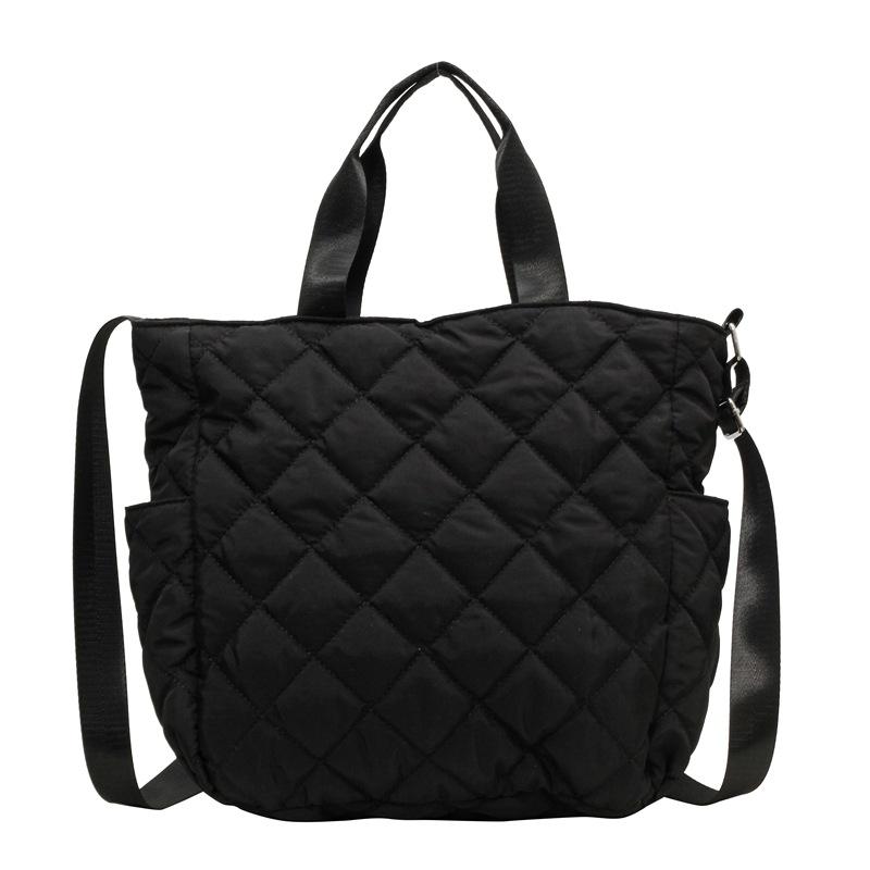 Cloth Bag Women's Large-capacity Autumn and Winter Rhombus Shoulder Messenger Bag, High-end Commuter Tote Bag