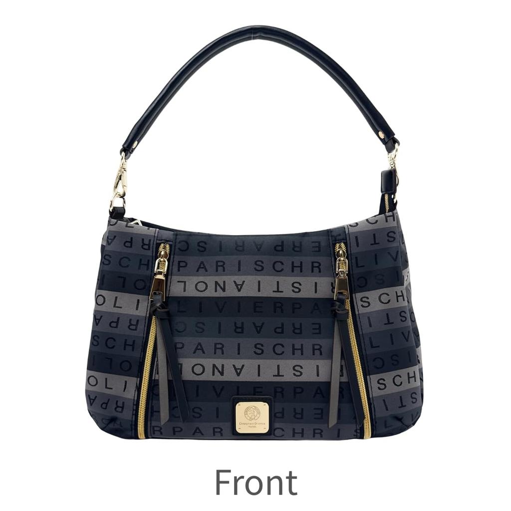 Christian Olivier 7702G 2-Way Shoulder Bag, Gradient Jacquard Weave, Lightweight, Water-Repellent (Black)