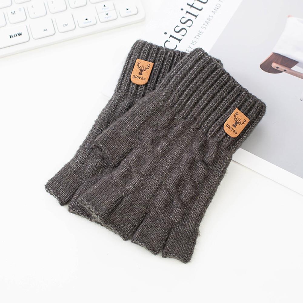 

Alpaca Wool Knitted Gloves Thermal Half-finger Gloves Trendy Winter Warm Gloves темно-сірий колір