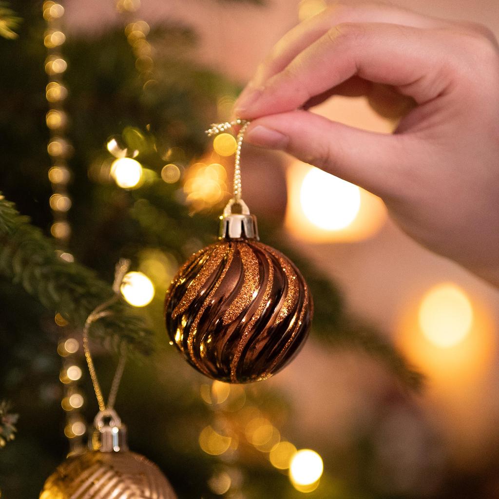 Valery Madelyn Christmas Gold and Nordic 5cm Set of Christmas Tree Stylish and and Copper Ornaments, Copper, Style, Luxurious, Balls, 35, Decorations,