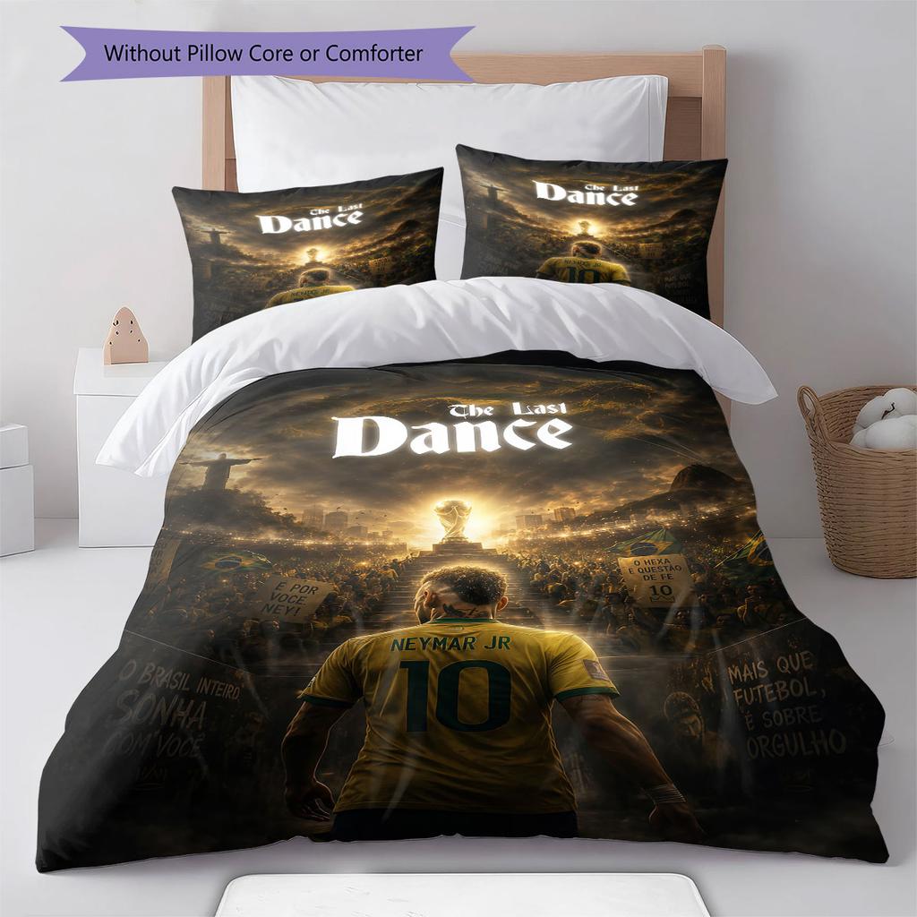 Neymar Pattern Bedding,Quilt Set Quilt Cover Pillowcase Home Birthday Gift(1 * duvet cover + 2 * pillowcase, without core)