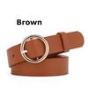 Women's High-End Leather Fashion Belt with Round Metal Buckle for Casual and Formal Wear