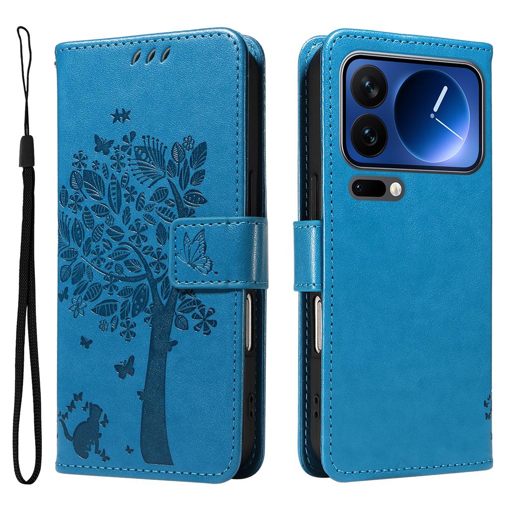 For Xiaomi 17 Pro Phone Case with Stand Cat Tree Pattern Leather Wallet Mobile Cover