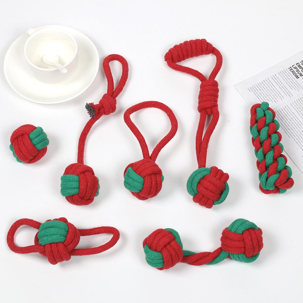 Durable Cotton Rope Pet Toy Set: Teething & Knotted Ball Toys for Cats and Dogs