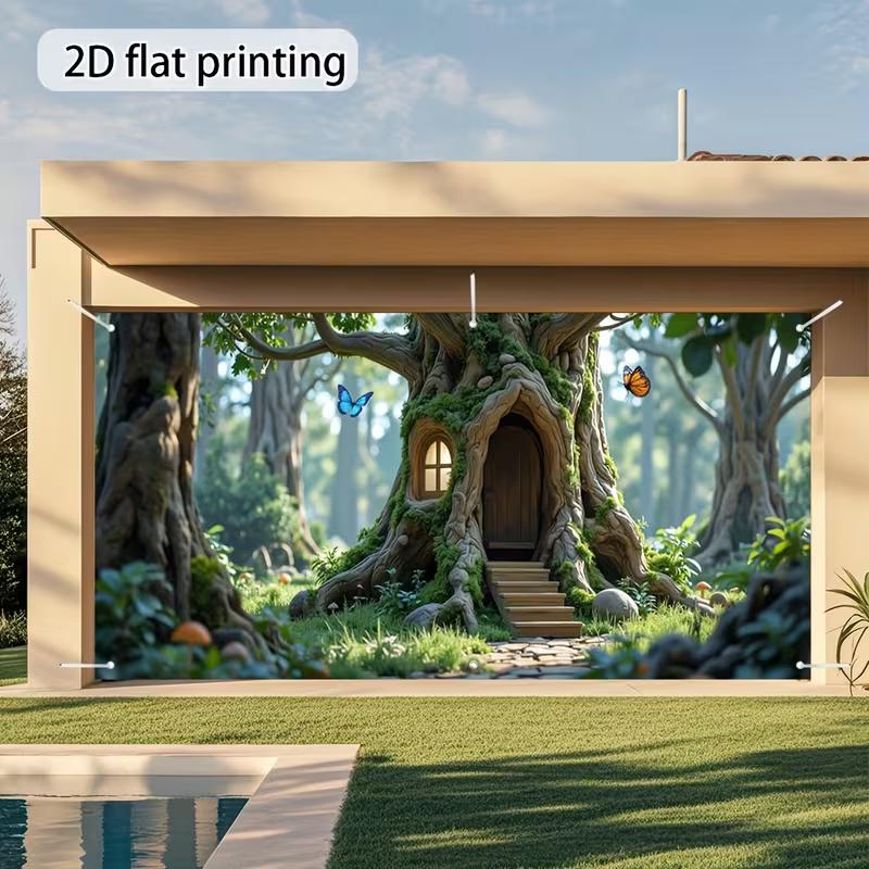 

2D Mystical Forest Tree Home with Butterflies Studio Background 47.2x31.5inch/120*80cm