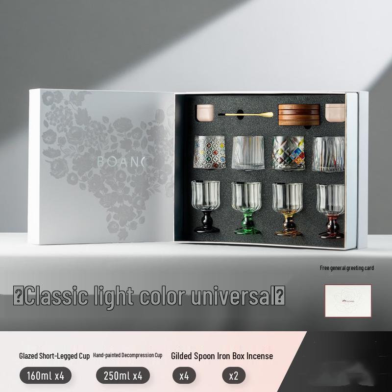 Hand-Painted Glass Tea Set Gift Box