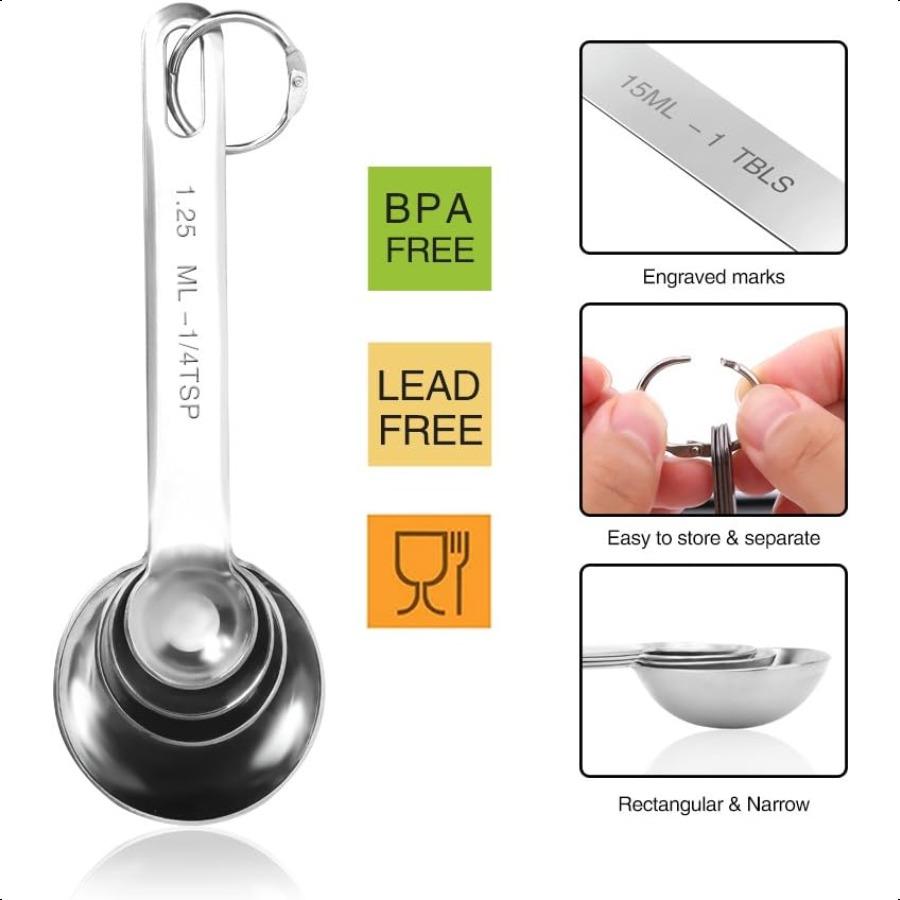 16 Magnetic Spice Tins 200 Spice Labels 4 Stainless Steel Measuring Spoons Magnetic Spice Containers Organizer Storage Condimen