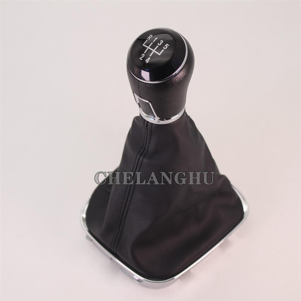 5 Speed Gear Stick Shift Knob Level Leather Boot For VW Polo 6R Hatchback 2009 2010 2011 2012 2013 Car-styling