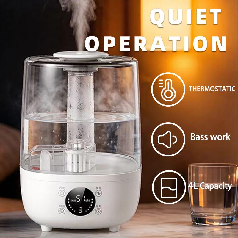 4L Large Capacity Smart Humidifier with Aromatherapy, High Mist Output for Indoor Air, Compact Mini Desktop Design