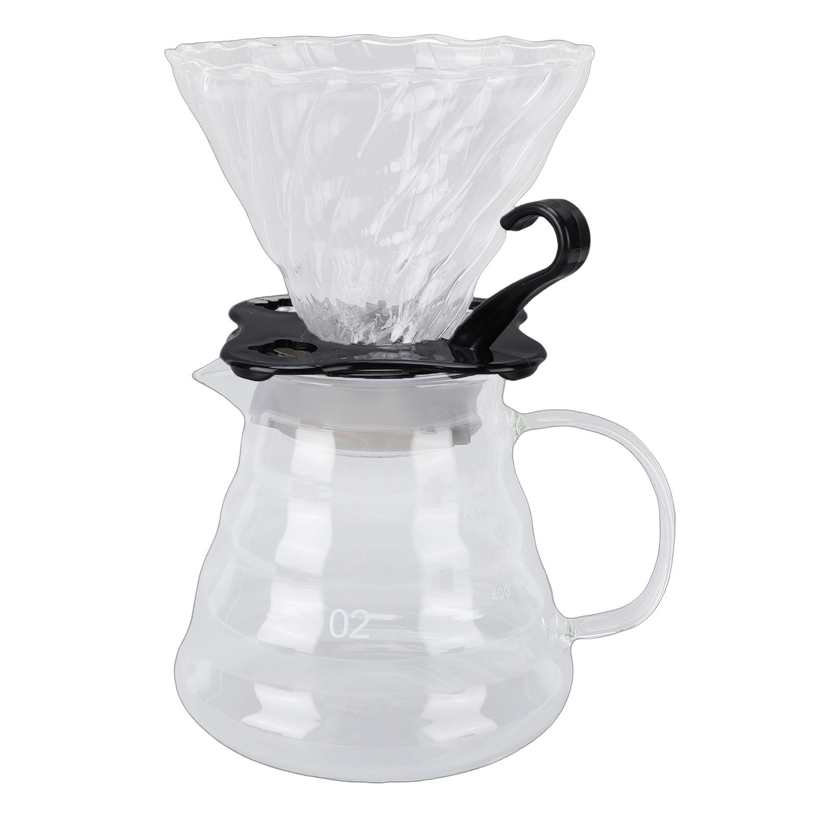 Pour Over Coffee Maker Set 600ml Coffee Server with Glass Coffee Dripper Paper Filters for