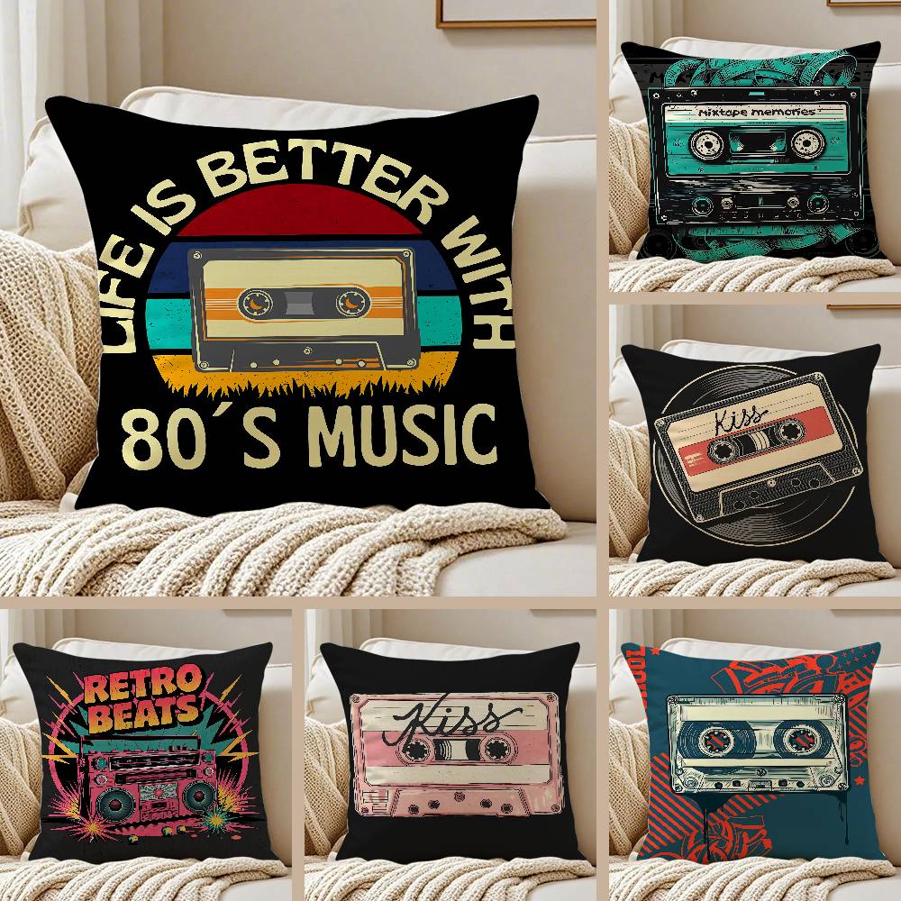 Kassettenband Kissenbezug Sofa und Wohnzimmer Dekorative Kissenbezüge Staubdicht und Milbendicht Unsichtbarer Reißverschluss