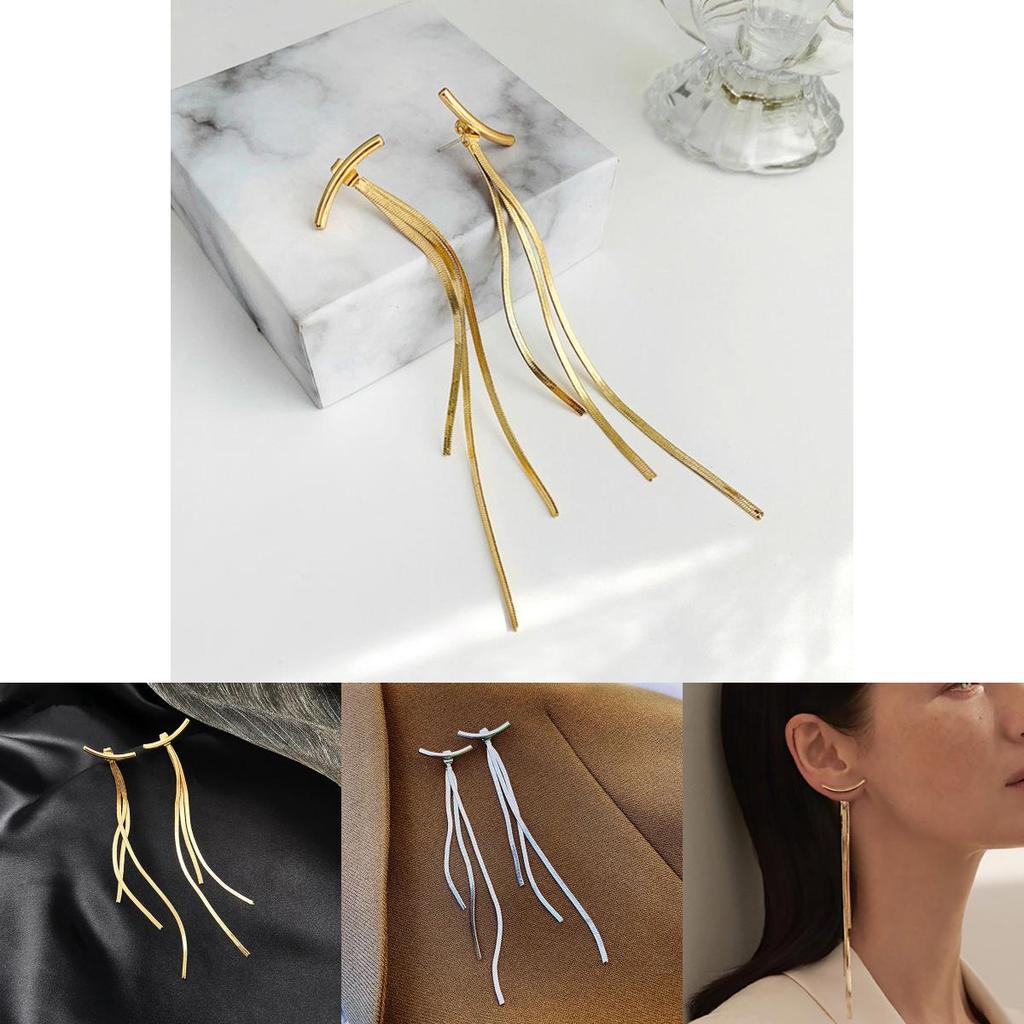 Alloy Chain Drop Earrings With Electroplating For Stylish Casual Wear And Gift Idea