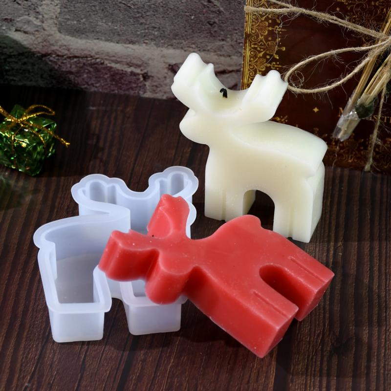 Candle Christmas Snowflake Silicone Molds Elk Xmas Tree Diy Home Decoration Craft Ornaments Soap Making Mold Tools New Year Gift