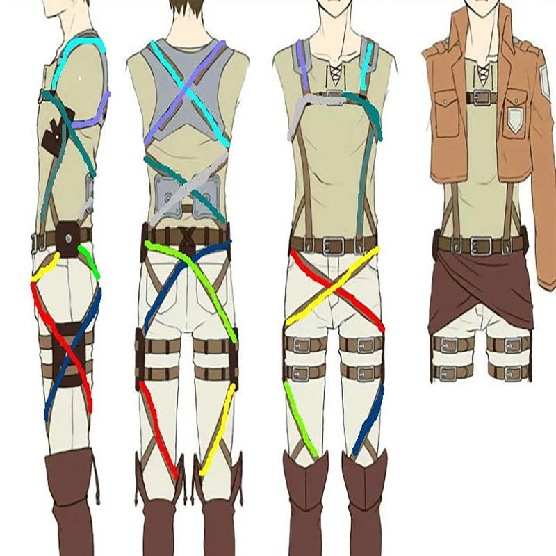 Hoogwaardige Attack on Titan Shingeki No Kyojin harnasriem voor stijlvolle cosplay
