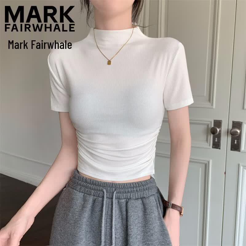 MARK FAIRWHALE Women s Half-High Collar Slim Fit T-shirt 2XL белый