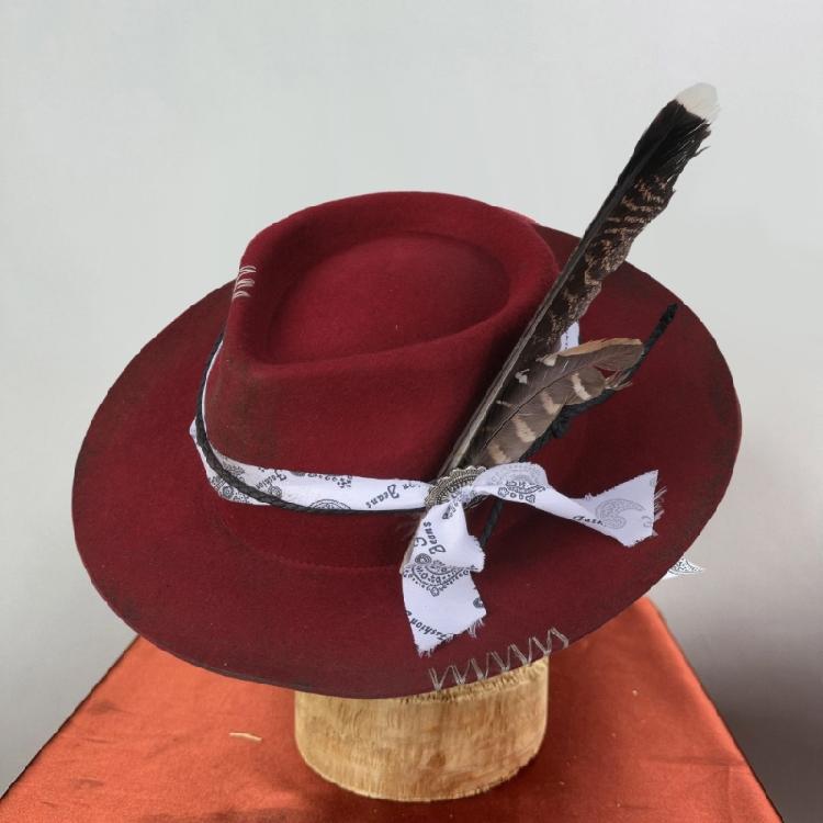 Wool Homburg Exotic Feather Wool Hat Gifts for Comedy Hat Wide Brimmed Unisex Wear for Gatherings Photo Props