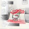For Hello Kitty, Flower, PinkAnime-Themed Flannel Blanket, Glam Style, Digital Print, All-Season Comfort, Tear-Resistant, Knitted Craftsmans