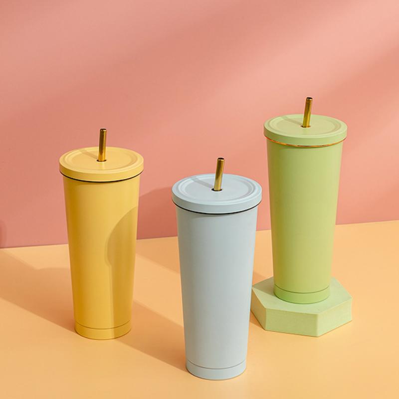 Stainless Reusable Cup Coffee Good Teaware Thermal Mug Thermos for Coffee to Go Drinkware Cup With a Straw Espresso Cups Tea Lid
