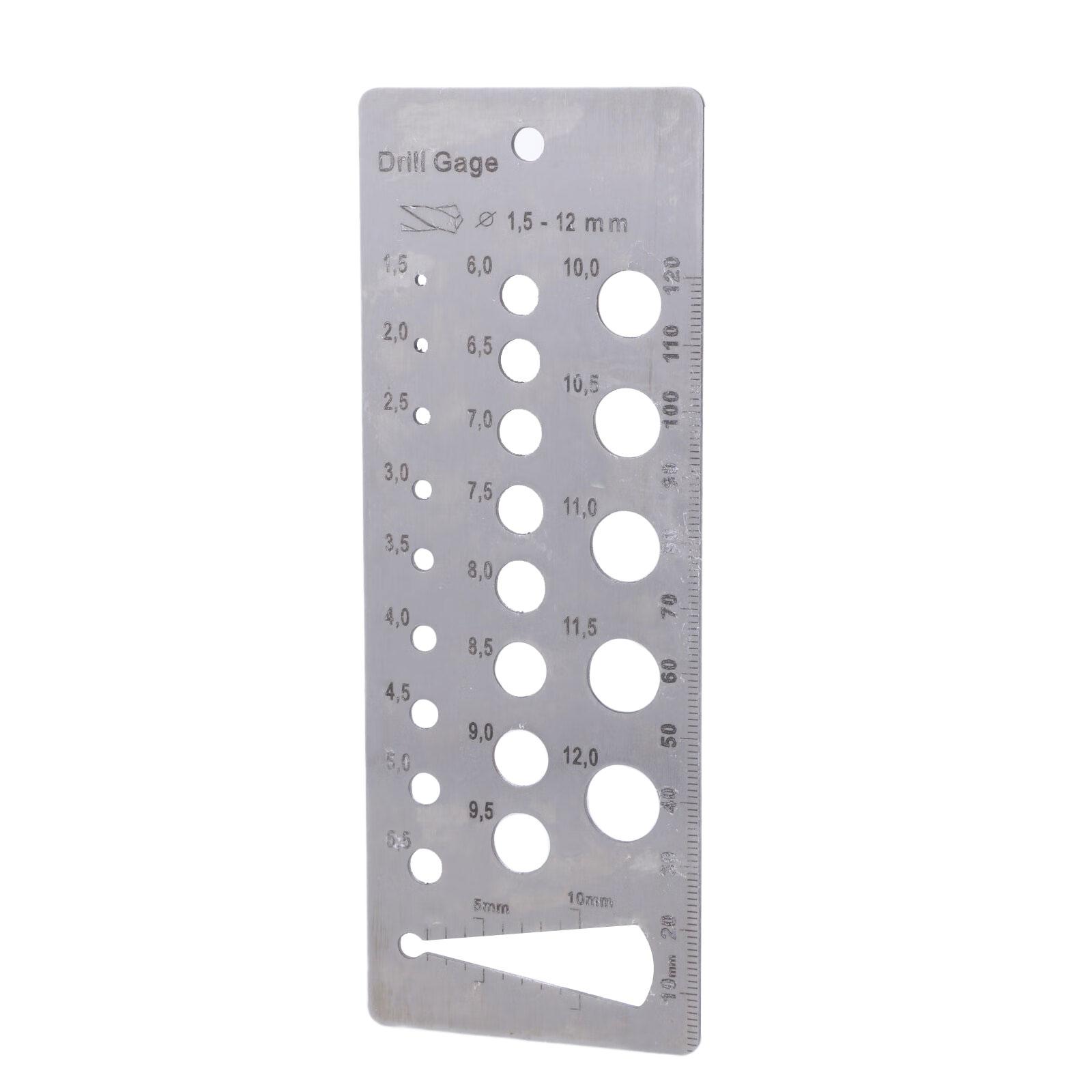 

Drill Gauges 1.5-12mm Stainless Metric Bit Gauge for Accurate Measurement Equivalent Bolts And Wire Diameter Index Gauge