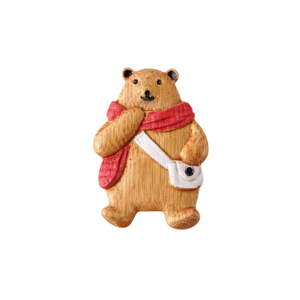Guitar Bear Animal Pin Scarf Bear Badge Exquisite Sweater Wooden Brooch Party