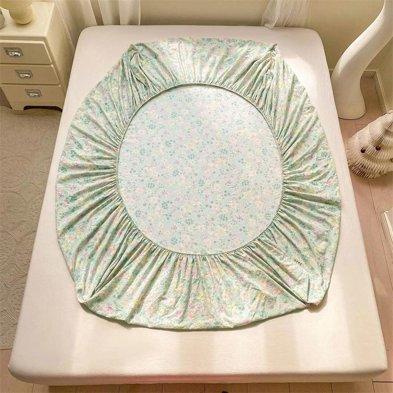 Washed Cotton Fitted Sheet with Elastic Bands Non Slip Adjustable Mattress Cover Printed Pure Cotton Bed cloth Skin-friendly Bed Cover