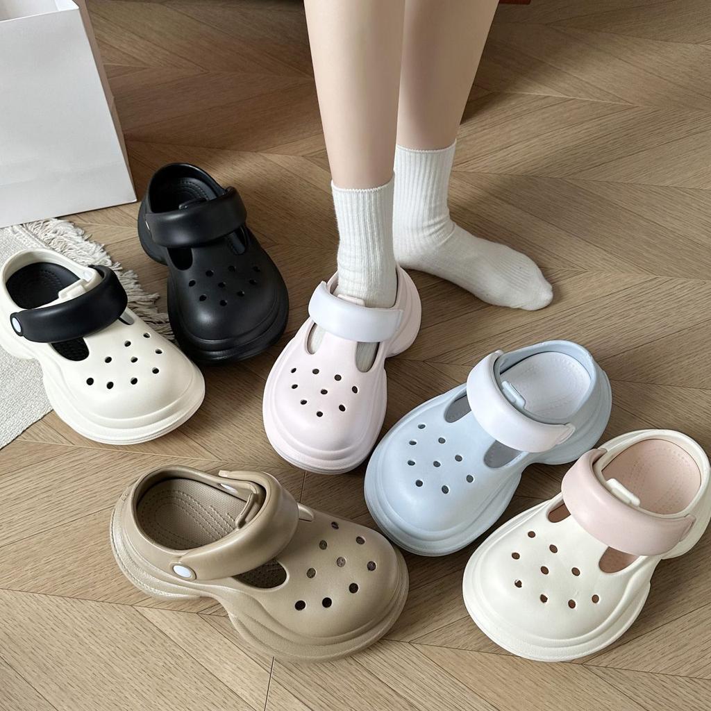 Cute and Sweet Thick-soled Non-slip Bag Head 2025 New Height-increasing Slippers Are Comfortable and Lightweight, and Two Wear One-pedal Hole Shoes.