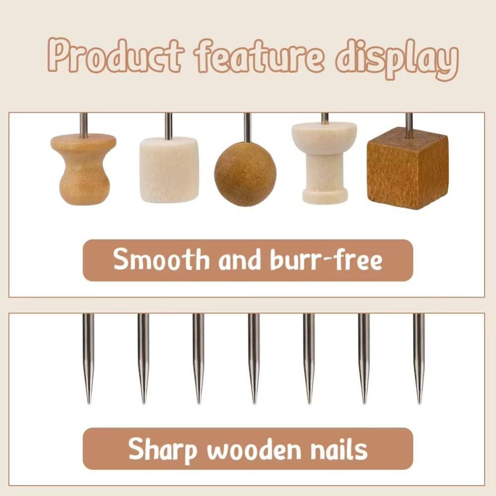 114Pcs Wooden Drawing Thumb Tacks Various Style Cork Board Thumbtack DIY Wood Push Pins  Home Craft