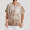 Men's Printing Short Sleeve V-neck Working Blouse Chest Pocket Carer Top
