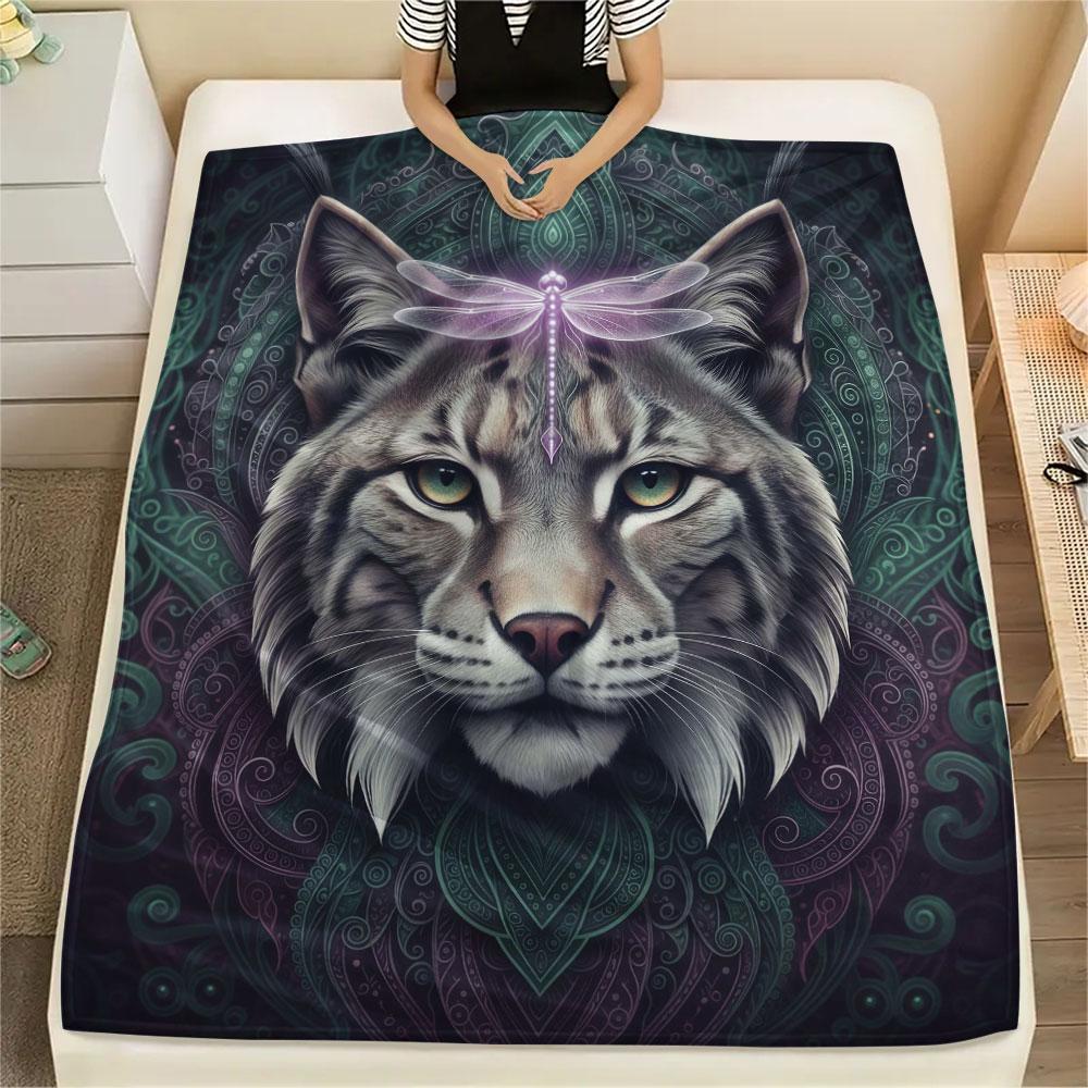 1Pc Mayan-styleanimals Print Flannel Blanket, High quality Comfortable for All Seasons, Home Decor, Warmth and Comfort, Perfect for Christmas Gifts