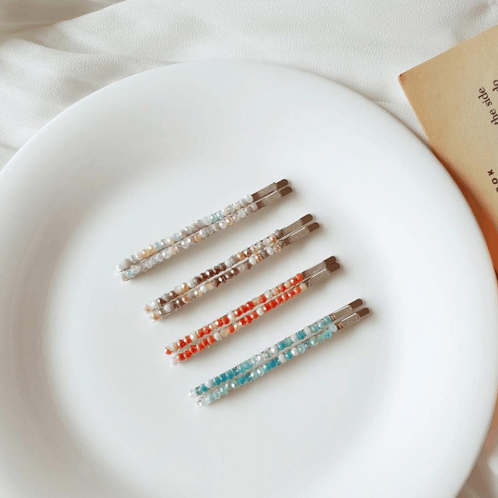 

Заколка для волос, высокая прическа, матовая шпилька для волос, набор бусин, 2 невидимки white