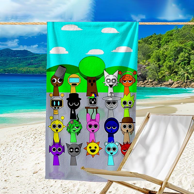 1pc SPRUNKI8 Beach Towel, Beach and Seaside Swimming Pool Equipment, Fashion Pattern, Rectangular, Travel Essentials